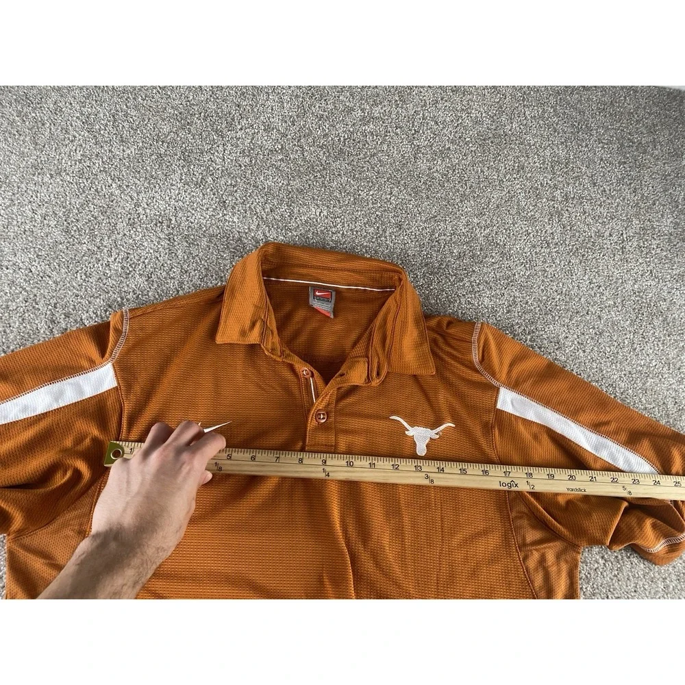 VTG Nike Gray Tag Texas Longhorns UT Performance Polo Mens L Orange Preppy NCAA